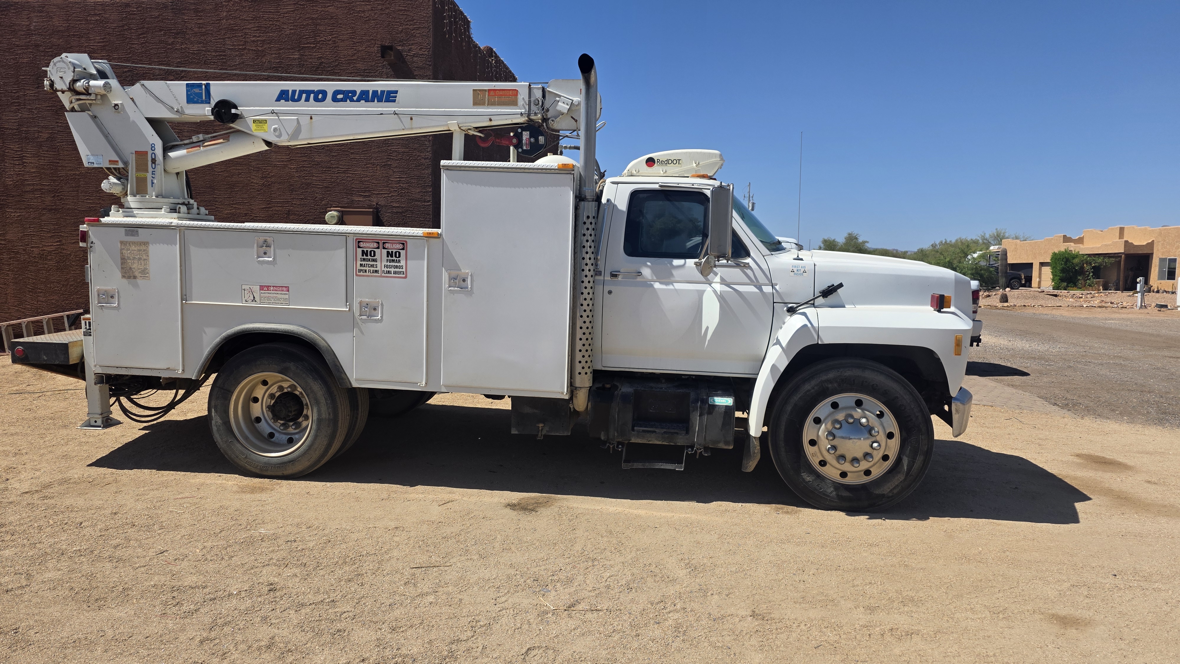 Auto Crane service truck at the yard