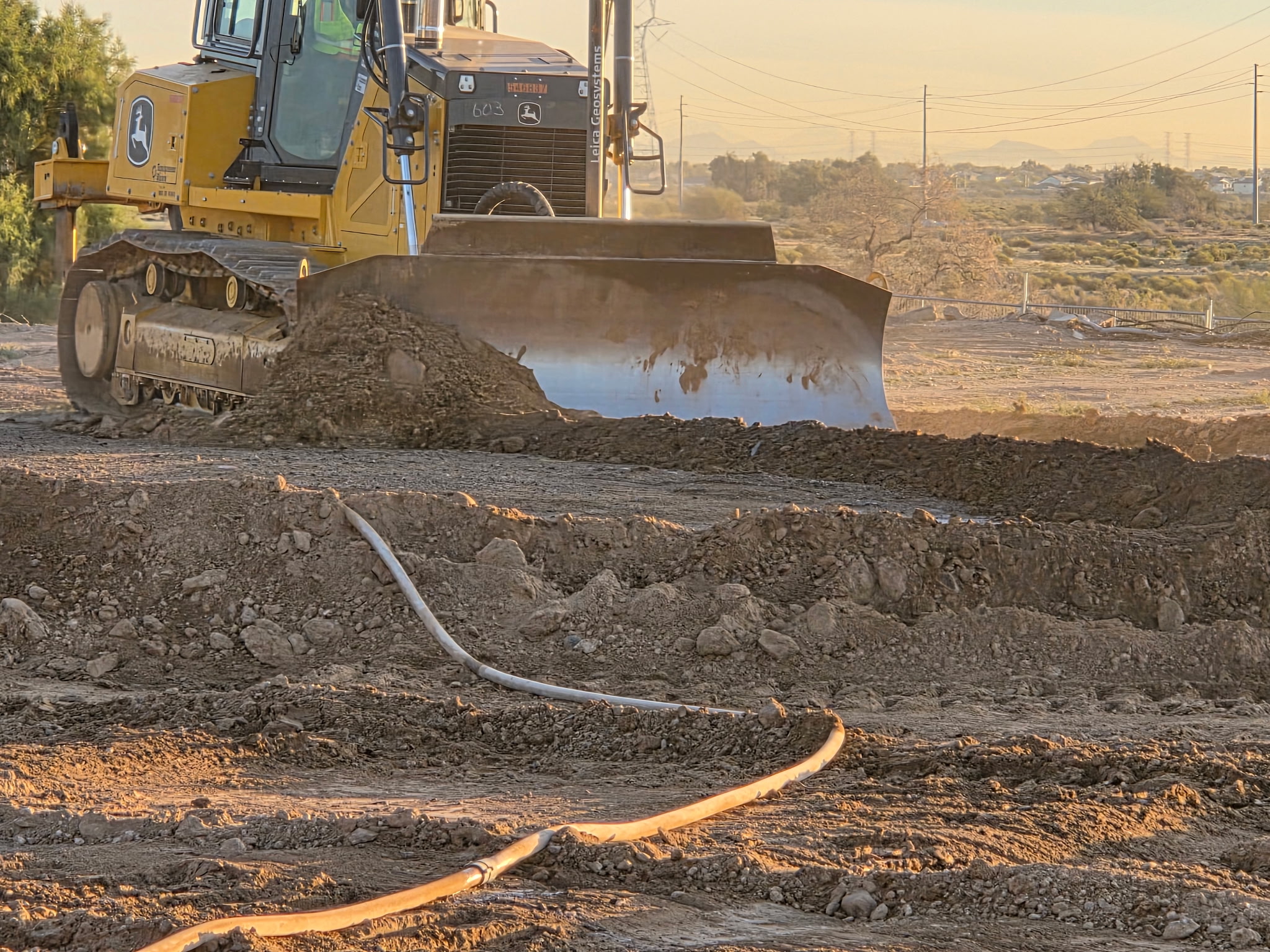 CAT D6 dozer detail — tracks and blade